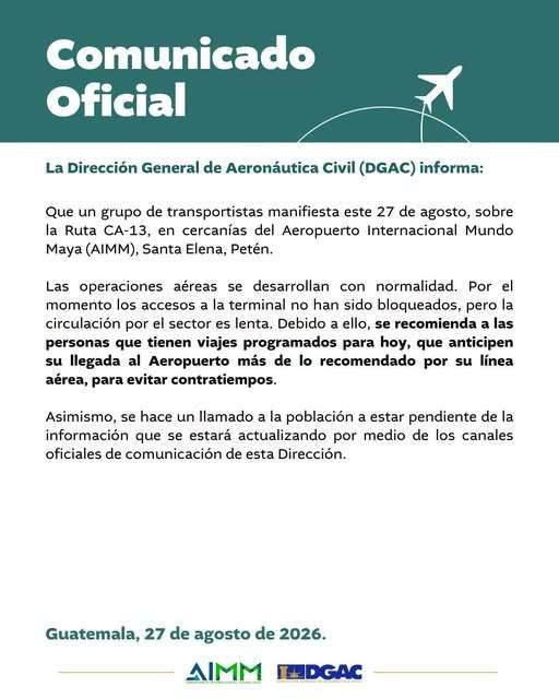 Manifestación podría afectar acceso al Aeropuerto Mundo Maya