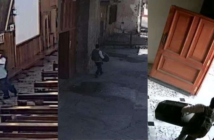 ¡Indignante! Quedó grabado robando bocina en una Parroquia de Xela